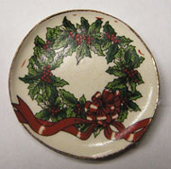 Dollhouse Miniature Wreath With Bow Platter